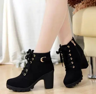 Autumn Thick Heeled Woman Boots- (color options)