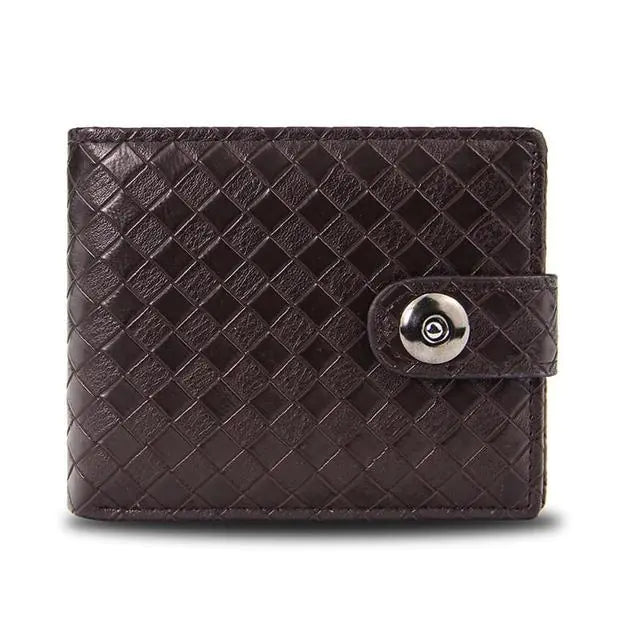 Men's Retro Woven Pattern Leather Wallet