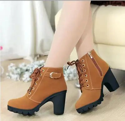 Autumn Thick Heeled Woman Boots- (color options)