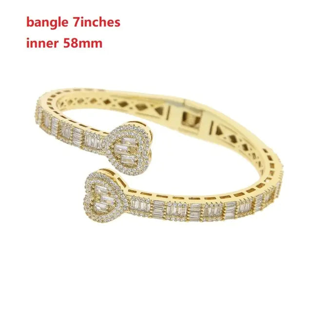 Iced Out Heart Shaped Bangle