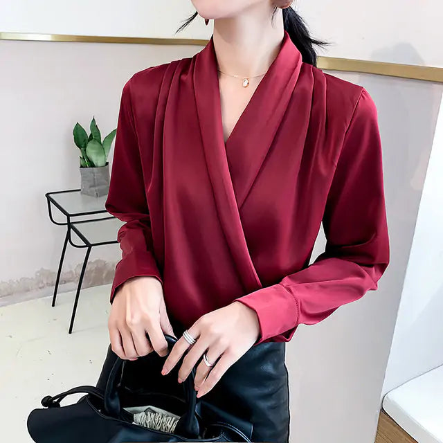 Long Sleeve V-Neck Blouse