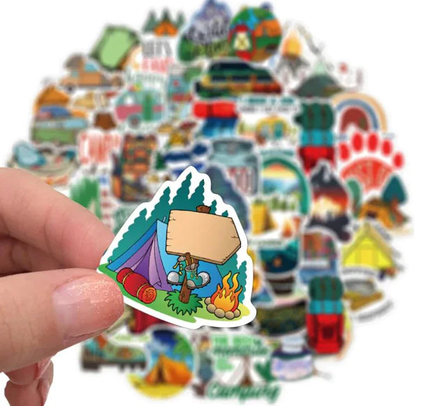 Cartoon Camping Graffiti Sticker Set - 50 pieces