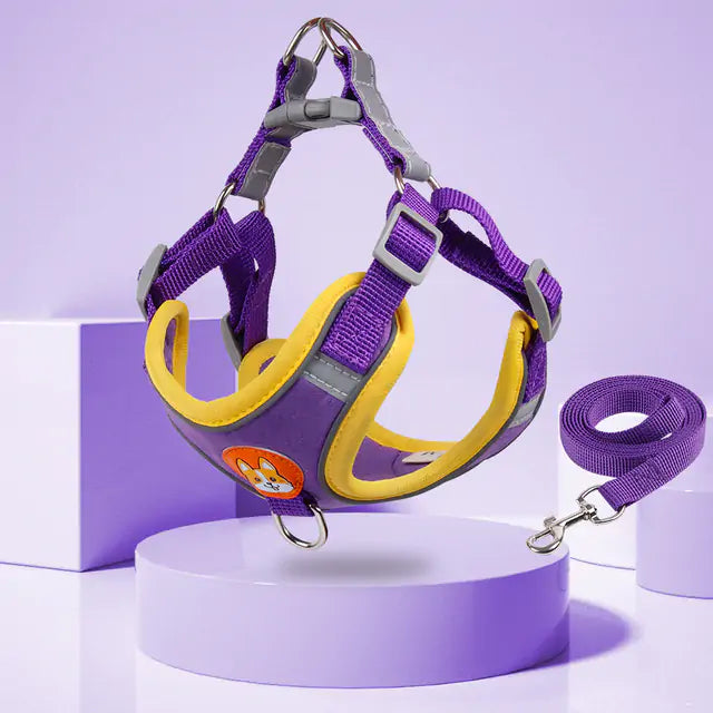 Reflective Pet Harness & Leash Set (size & color options)