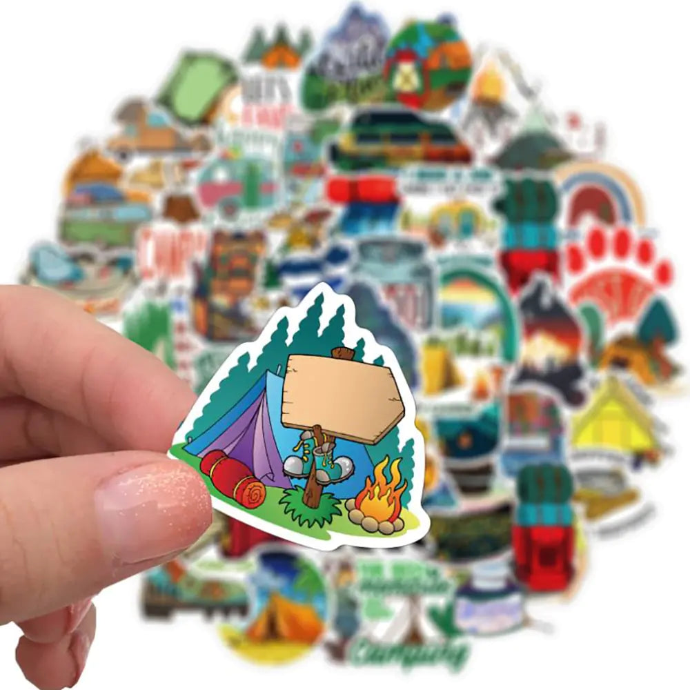 Cartoon Camping Graffiti Sticker Set - 50 pieces