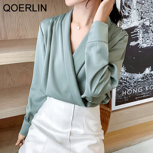 Long Sleeve V-Neck Blouse