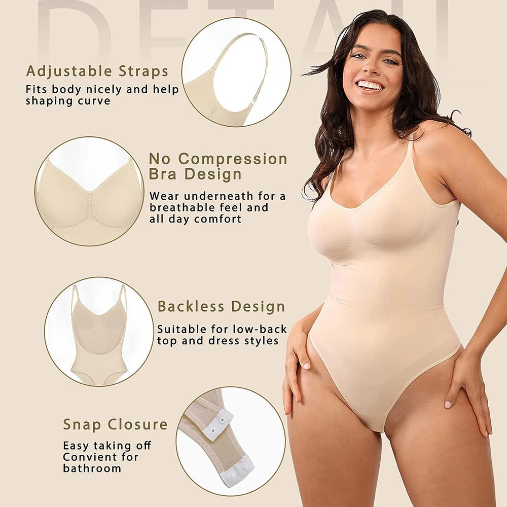 Women's Backless Bodysuit Shapewear Thong Seamless (color options)