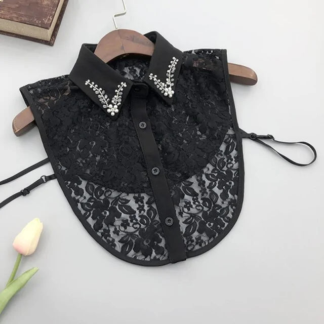 Handmade Beads Embroidery Fake Collar Shirt