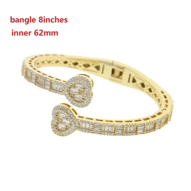 Iced Out Heart Shaped Bangle