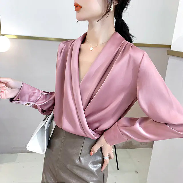 Long Sleeve V-Neck Blouse