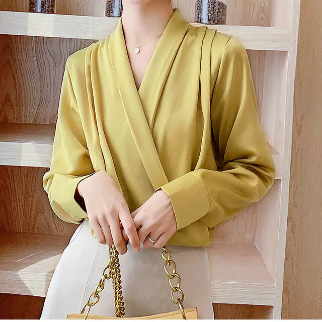 Long Sleeve V-Neck Blouse