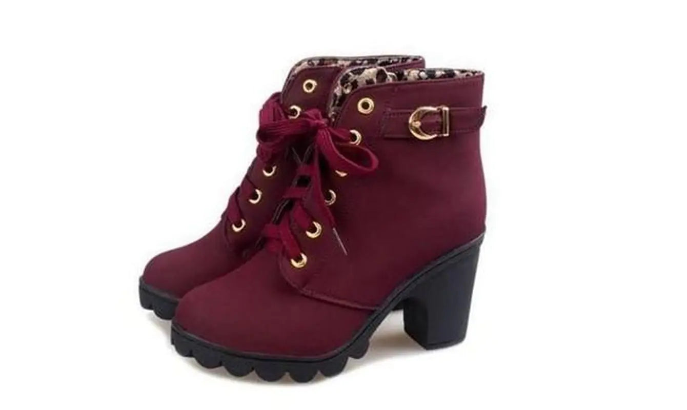 Autumn Thick Heeled Woman Boots- (color options)