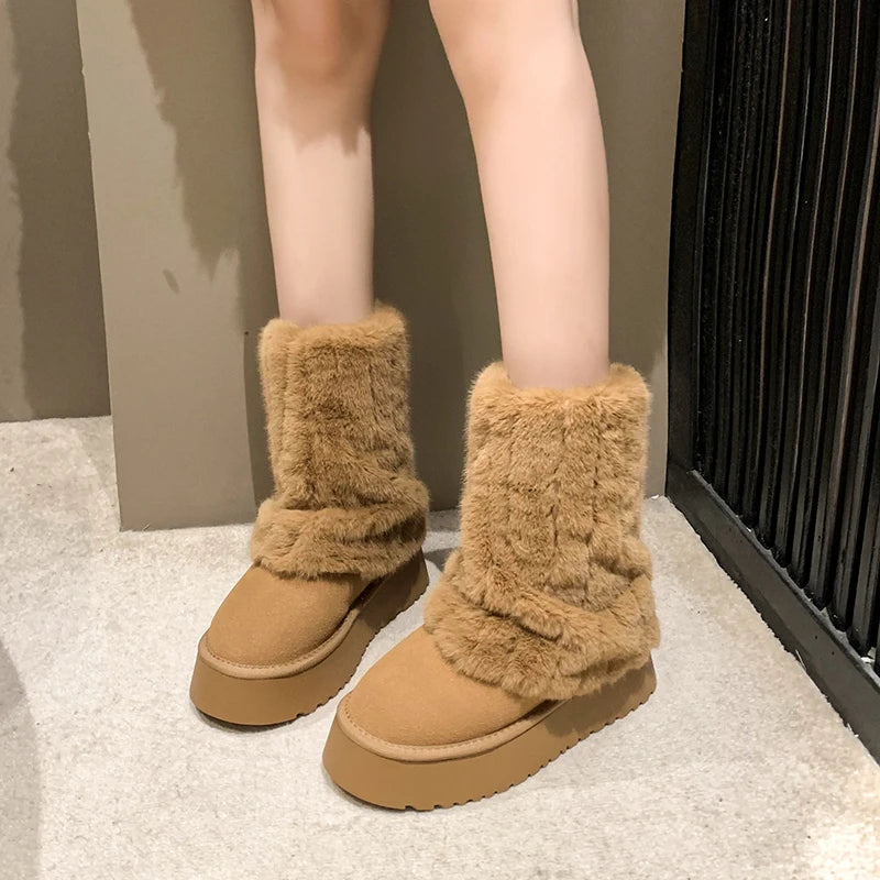 Thick Soled Fur Boots