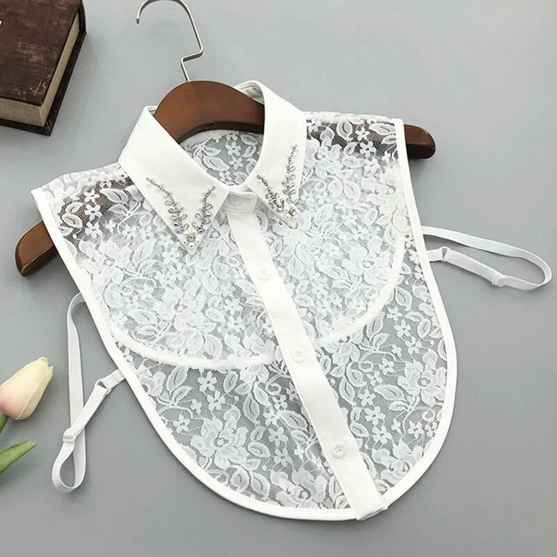 Handmade Beads Embroidery Fake Collar Shirt