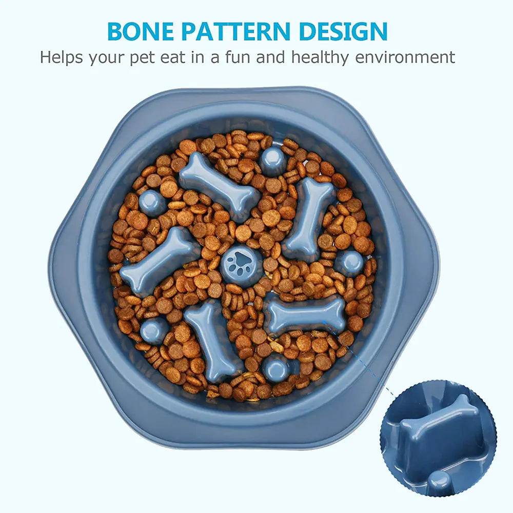 Bone Design Slow Feeder Pet Bowl (color options)