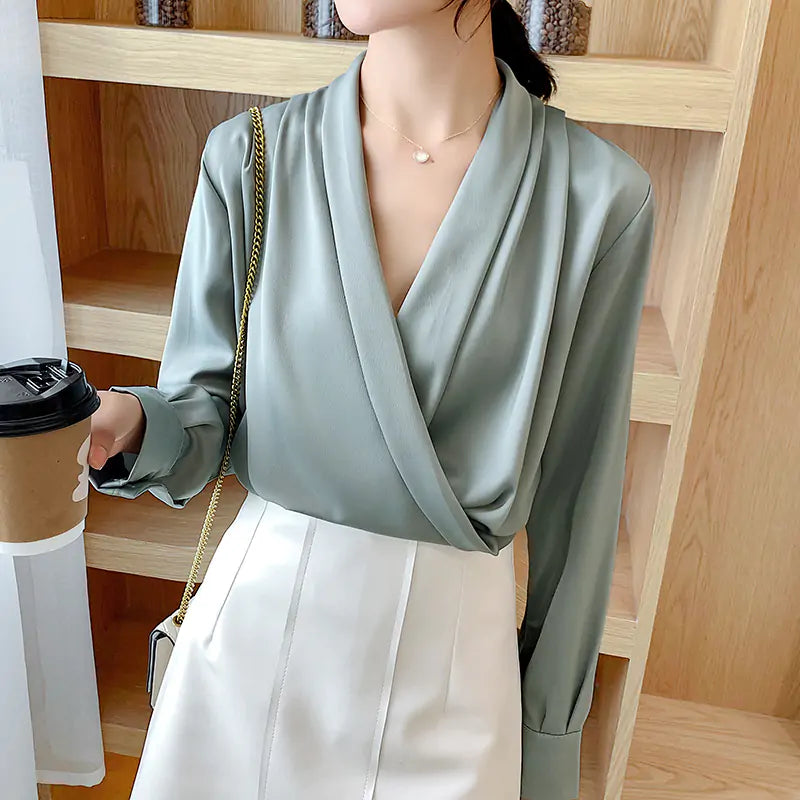 Long Sleeve V-Neck Blouse