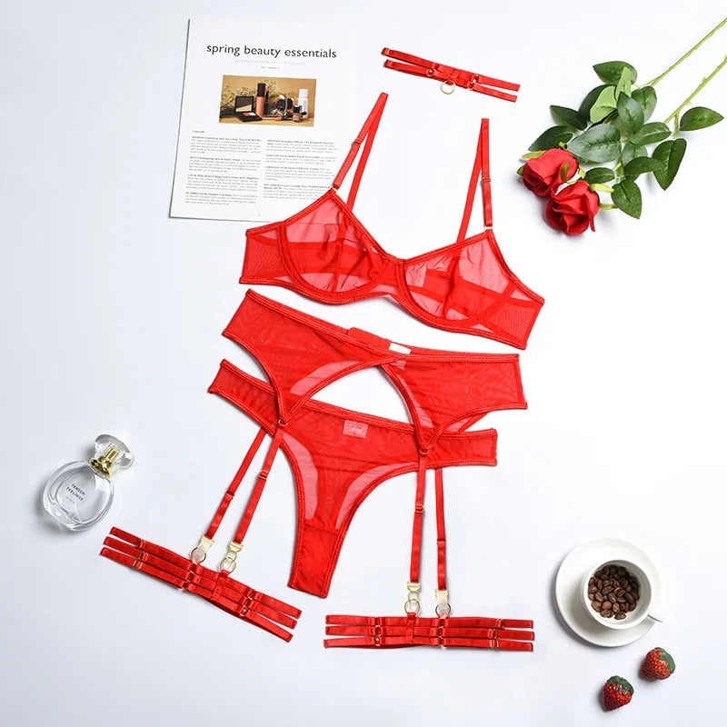 4 Piece Erotic Lingerie Set