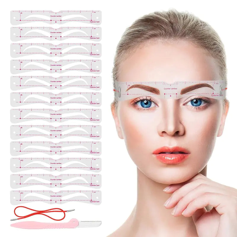 Reusable 12 Styles Eyebrow Stencil Set