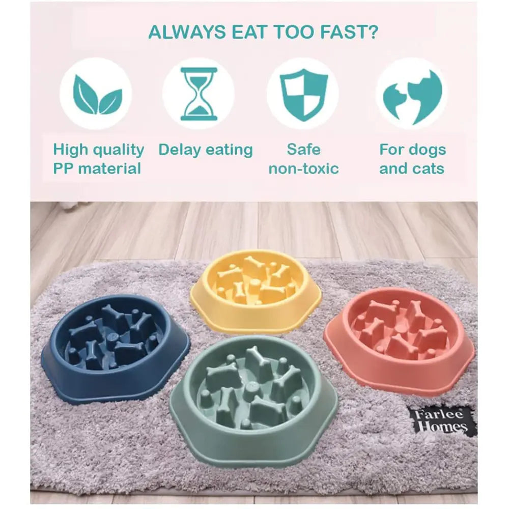 Bone Design Slow Feeder Pet Bowl (color options)