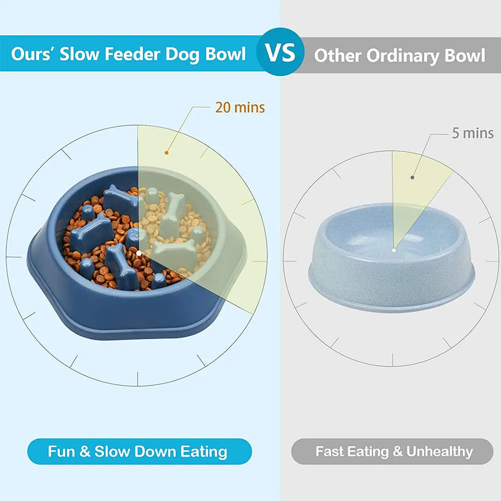 Bone Design Slow Feeder Pet Bowl (color options)