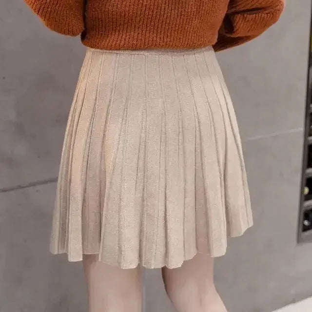 High Waist Knitted Mini Skirt