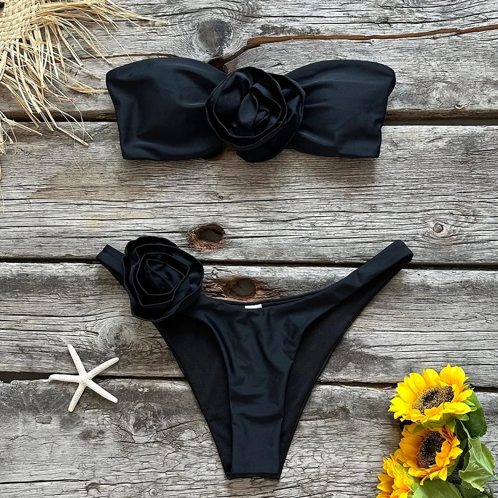 Two-Piece Floral Lace Up Swimwear