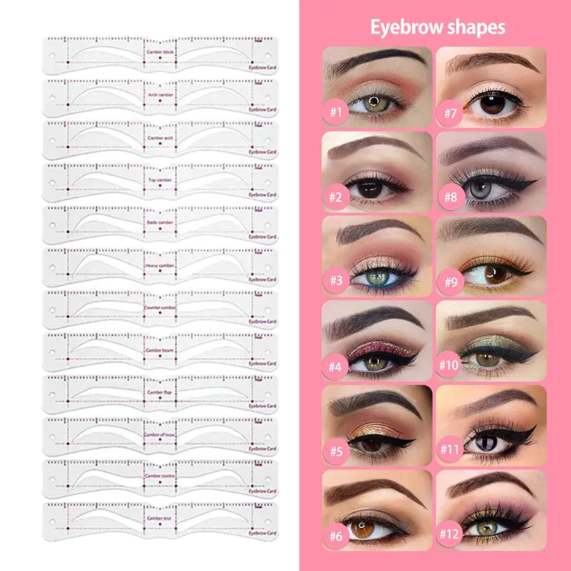 Reusable 12 Styles Eyebrow Stencil Set