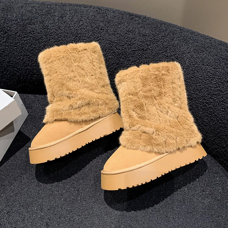 Thick Soled Fur Boots